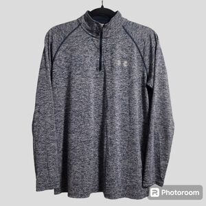 Under Armour Shirt Men's Small Blue Heatgear Quarter-Zip Mock Loose Athletic